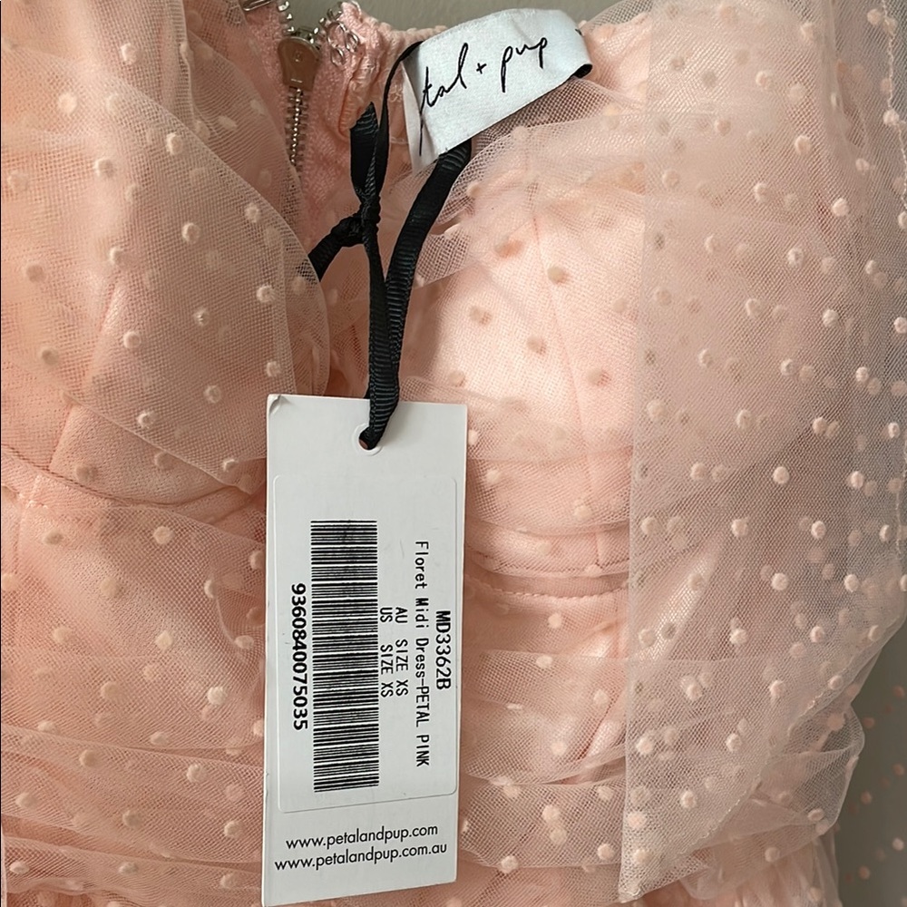 NWT- Petal & Pup FLORET MIDI DRESS - PETAL PINK, XS - Picture 2 of 6